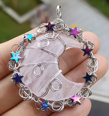 Rock Quartz Gems Moon Star Pendants Magic Reiki Healing Chakra Amulet • $0.13