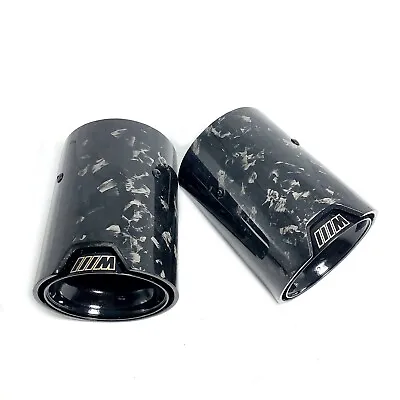 2*Glossy Forge Carbon Black M Performance Exhaust Tip For BMW M2 M3 M4 M5 M6 • $118