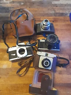 Job Lot Of Vintage Cameras Minolta Dacora Konica Ilford Plus Cases • £14.99