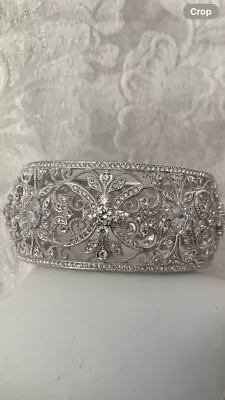 Nadri GORGEOUS Silvertone Clear Crystal Ornate Filigree Bracelet New NWOT • $149.99