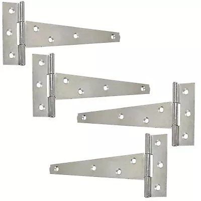 4x GALVANISED TEE HINGES 250mm/10 Inch Gate Trailer Garden Shed Door Strap Pairs • £6.99