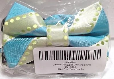 $5.50 • Buy Boys Bow Tie Lime & Turquoise Dots & Stripes New The Littlest Prince New