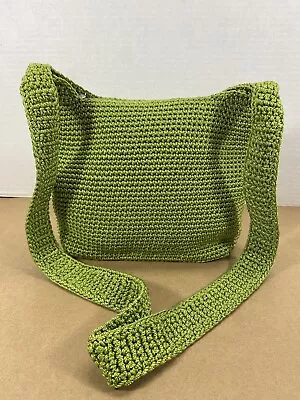 The Sak Green Crochet Woven Shoulder Tote Boho Style Handbag Charm • $16