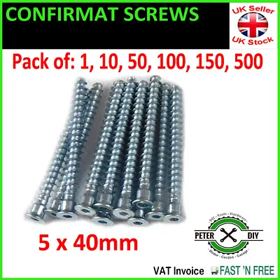 £1.17 • Buy Confirmat Screw Screws For Wood Chipboard Flat Pack Furniture Fitting 5x40mm