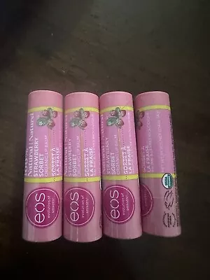 Eos 100% Natural & Organic Lip Balm Stick - Strawberry Sorbet 0.14 Oz (set Of 4) • $10.99