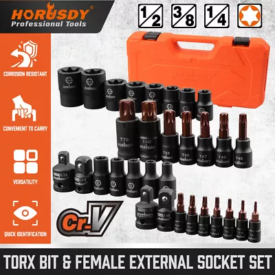 HORUSDY 31Pc Torx Bit & E Torx Socket Set Female External Torx Impact Adapter • $39.99