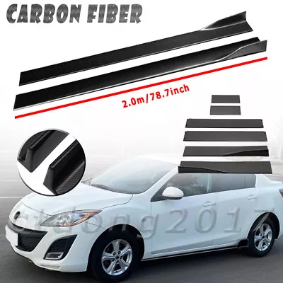 Carbon Fiber Look Side Skirt Lip Splitter Spoiler For Mazda 3 (Sport) AXELA CT • $62.95