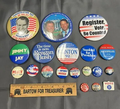 Vintage Political Campaign Button Lot Nixon Ike Goldwater Clinton Reagan Sanford • $19.95