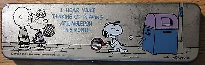 Vtg PEANUTS SNOOPY Tennis Tin Pencil Case Box--Sanrio Hallmark Japan From 1970s • $7.50