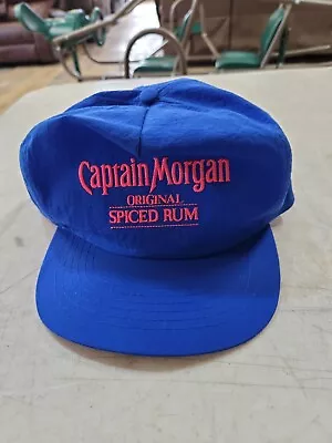 CAPTAIN MORGAN SNAPBACK HAT Vintage Cap Nylon Baseball Hat Spiced Rum 1980s Blue • $36.91