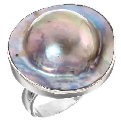 925 Silver Opulent Mabe Blister Pearl In Shell Sterling Us 8 Ring 7/8  • $34.95