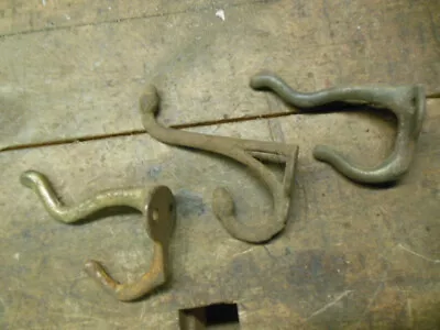 Vintage Cast Iron Coat Hooks Rusty Brass Finish Acorn Old Closet Tool • $19.99