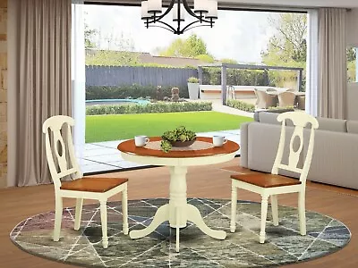 3pc Dinette Kitchen Dining Set Table With 2 Wood Seat Chairs Buttermilk & Cherry • $399