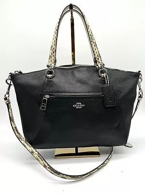 Coach Prairie Black Satchel Handbag Exotic Snakeskin Crossbody Shoul Bag Leather • £101.20