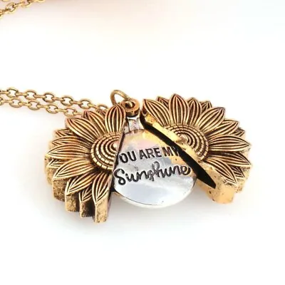 £2.99 • Buy Unisex You Are My Sunshine Open Locket Sunflower Pendant Necklace Jewelry Gifts