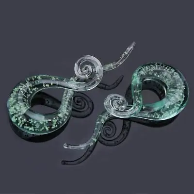 £6.23 • Buy Glow In The Dark Pyrex Glass Ear Gauges Spiral Taper Ear Expander Ear Stretcher