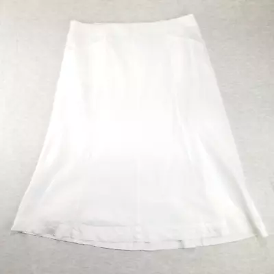 J. Jill Love Linen White A-Line 100% Linen Midi Skirt Women's XL Pockets • $19.95