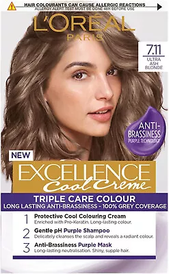 L'Oréal Paris Excellence Cool Crème Permanent 7.11 Ultimate Ash Blond • £13.01