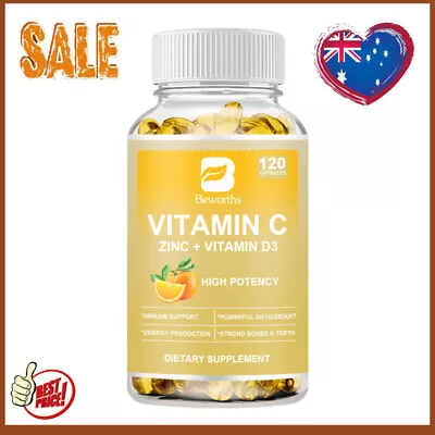 Vitamin C +Zinc + Vitamin D3 Echinacea Extract Capsules Strong Bones & Teeth • $20.89