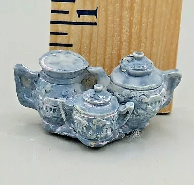 Dollhouse Miniature Tea Coffee Set Resin All 1 Piece Formed Blue Sugar Bowl Glue • $1.59