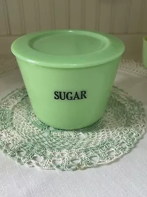 Vintage Mckee Jadeite Uranium Green Glass 40-Ounce Sugar Canister With Lid • $254