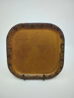 Vintage McCoy Pottery Canyon Mesa Brown Mottled Edge Square Dinner Plate 9 5/8  • $12