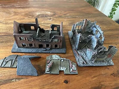 28mm WARGAMING ROLE PLAY SCENERY RESIN STONE BUILDING REMNANTS DESTROYED PAINTED • £24.99