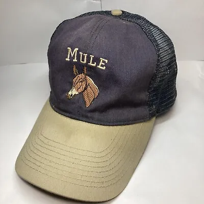 Mule Embroidered Mesh Navy Blue/Beige Snapback Hat Cap Otto • $5.99