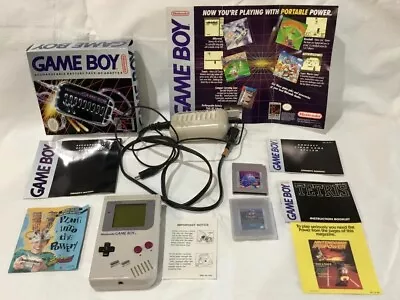 Vintage 1989 GAMEBOY(DMG-01) W/Charger In Box (DMG-A-RB) W/Tetris & Batman Games • $169.95