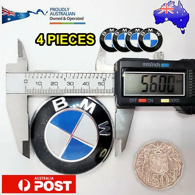 $16.95 • Buy 4 Pieces 56mm BMW Badge Emblem Sticker Self Adhesive Hub Cap Steering Wheel