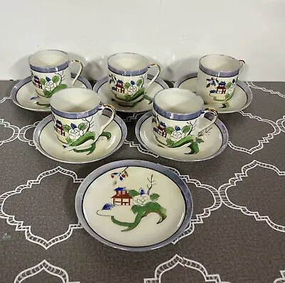 Vintage Japanese 5 Cups And 6 Saucers Used VGC • £19.59