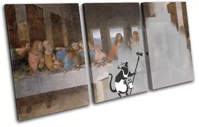 The Last Supper Banksy Delete Urban TREBLE CANVAS WALL ART Picture Print • £31.99