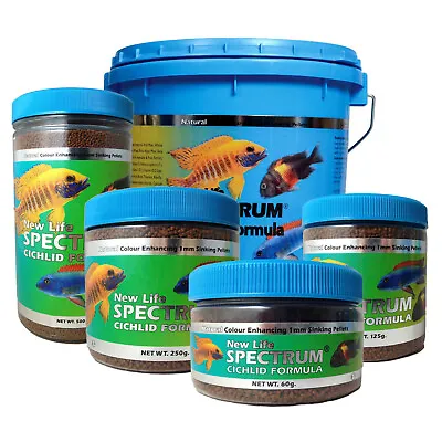 New Life Spectrum Cichlid Formula Fish Food 1mm Sinking Small Pellet Malawi Tank • £11.45