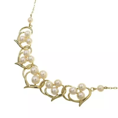 Mikimoto Pearl Necklace K18 Yellow Gold Akoya Pearl 16in Chain 40㎝ • $1274.13