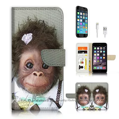 ( For IPhone 7 ) Wallet Case Cover P4115 Baby Girl Gorilla • $12.99