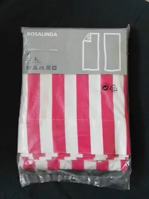 IKEA Rosalinda Red (dark Pink) & White Striped Curtains 57 X 118 /145 X 300cm BN • £34.99