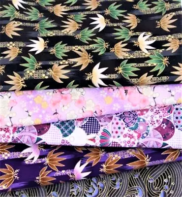 5 Piece Japanese Print Fabric Bundle 100% Cotton Fabric Japanese Flower Fabric • £6