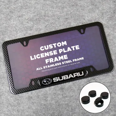 Subaru Sport Front Or Rear Carbon Fiber Texture Style License Plate Frame Cover • $29.99