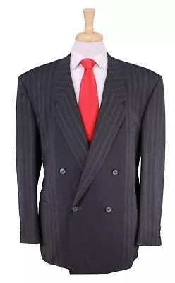 Gianni Versace Vintage 1990's Double Breasted Gray Unique Striped Wool Suit 40R • $195