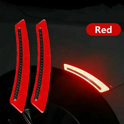 $3.94 • Buy Red Carbon Fiber Car Wheel Eyebrow Fender Reflective Sticker Decal Accessories