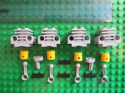 £3.99 • Buy LEGO TECHNIC Engine Pack - 4 X Light Grey Cylinder Block With 4 X Yellow Piston