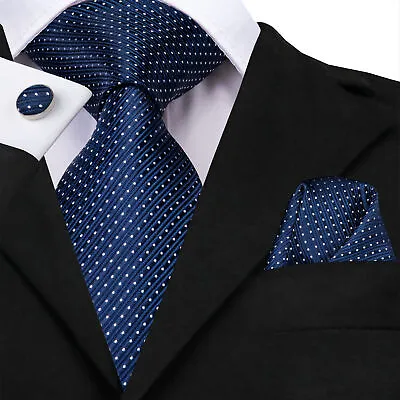 Men's Striped Ties Colours Silk Woven Necktie Set Handkerchief Cufflinks • $11.99