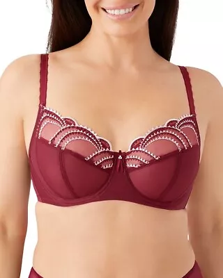 NWT Wacoal 855304 Bra Evocative Edge Underwire 38DDD Rhubarb Semi- Sheer Lift • $39.99