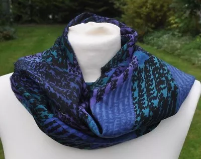 Long Scarf In Liberty Varuna Wool 'Duke' Rich Purples Blues Greens Black • £34.99