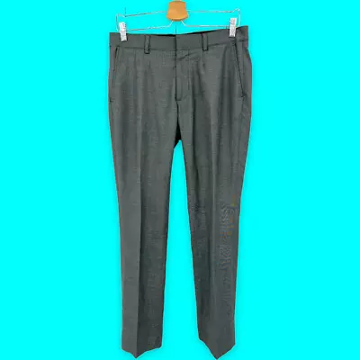 H&M 32x31 Mens Point Dot Gray Regular Fit Slim Trouser Leg Pleated Dress Pants • $25