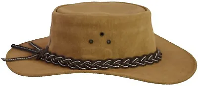 £16.95 • Buy Suede Leather Hat Western Cowboy Style Australian Bush Unisex Removable Strap