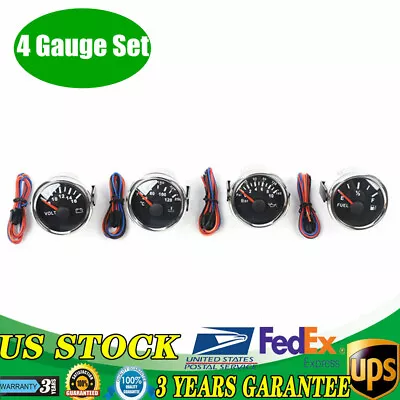 52mm Black LED Triple 4 Gauge Kit Tachometer Water Temp Oil Press Gauge Meter • $39.90