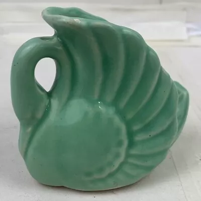 Vintage MCM Art Pottery Ceramic Chalk Teal Green Small Swan Planter Vase Bird • $19.50