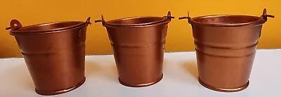 Vintage 3 Mini Copper Color Pail Bucket Table Decoration Votive Candle NOS • $9