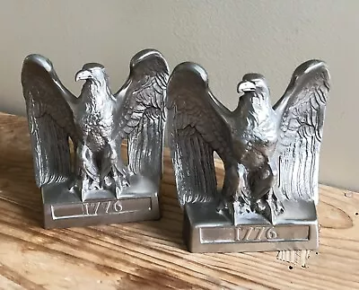 Bald Eagle Bookends 1776 Colonial Philadelphia Manufacturing Co Vintage Silver • $38.99